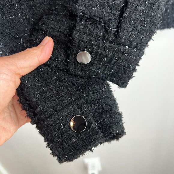 Joie Womens Glitters Full Zip Bomber Boucle Knit Jacket MEDIUM Black - Picture 9 of 12